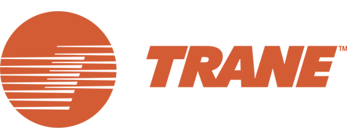 Trane logo in bold orange, symbolizing high-quality air conditioning and heating solutions for residential and commercial HVAC systems.
